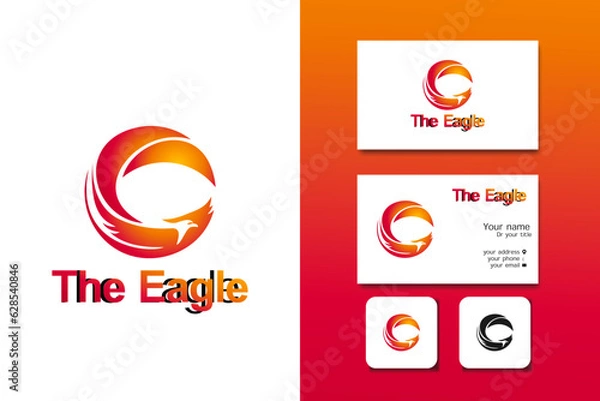 Obraz the eagle logo design vector template and business card with editable text