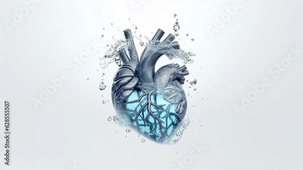 Fototapeta a naturalistic model of a human heart on a white background.