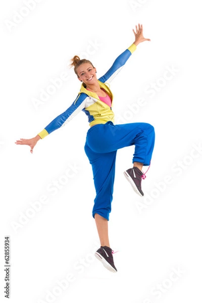 Fototapeta Smiling zumba instructor dancing