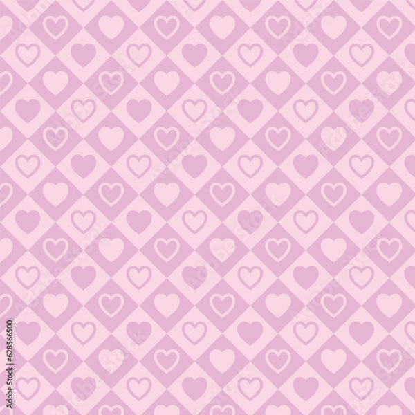 Fototapeta Abstract Illustration with Light Purple vector background ,The illustration is decorated with a grid pattern with a heart inside. The format can be used for valentine ads, books, gift wrap.