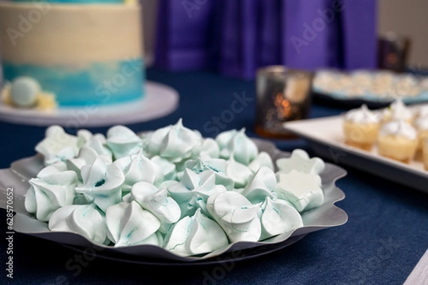 Obraz Meringue candy dessert blue colored