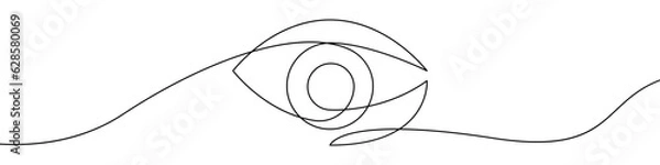 Fototapeta Eye icon line continuous drawing vector. One line Pupil icon vector background. Eyeball icon. Continuous outline of a Eye view icon.