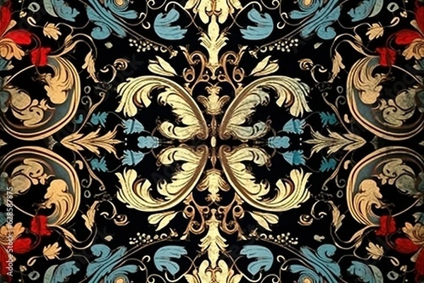 Obraz a black and gold floral pattern on a black background