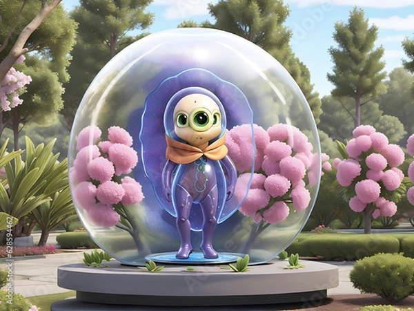 Obraz A glass dome with a pink flower inside