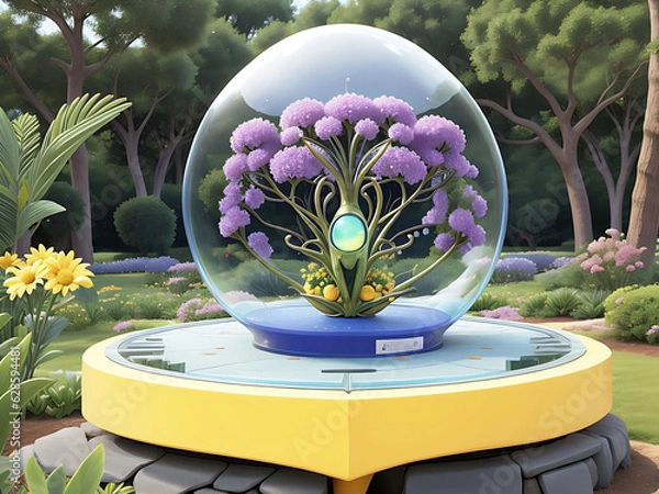 Obraz A glass dome with a pink flower inside