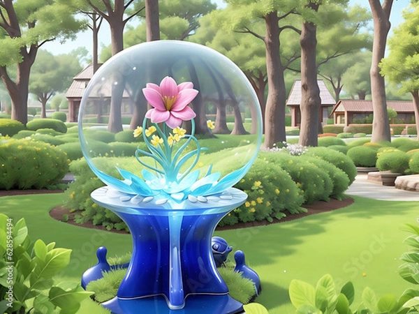 Obraz A glass dome with a pink flower inside