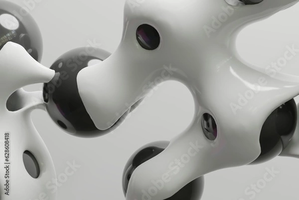 Fototapeta Abstract 3d render motion design, ball transition deformation metaverse, wallpaper animation business presentation.