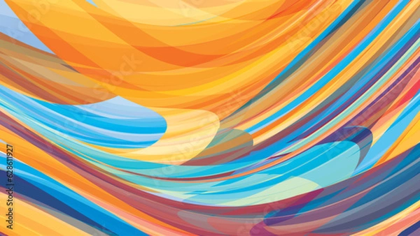 Fototapeta Multicolor artistic background with yellowish orange and cerulean blue swirl