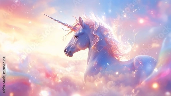 Obraz The Enchanting Majesty - A Captivating Portrait of a Unicorn, the Symbol of Magic and Wonder.