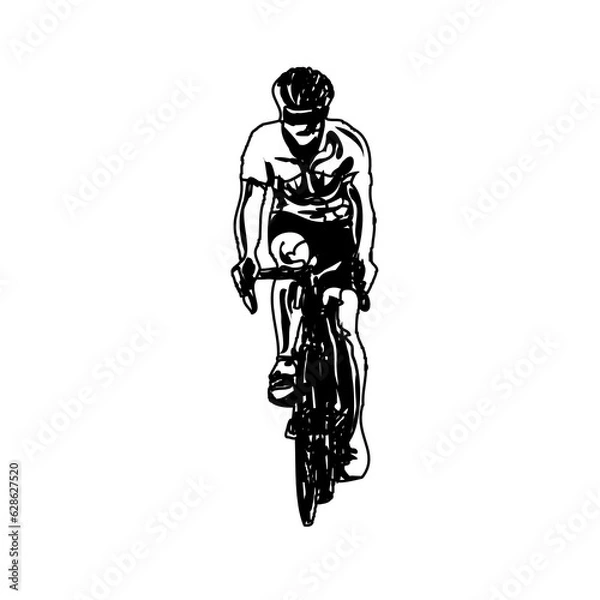 Fototapeta sketch of a cycling person with transparent background