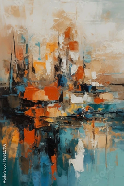 Fototapeta - abstract painting before sunset 1, generative ai