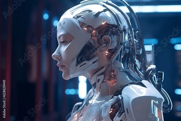 Fototapeta an image of a female robot in a futuristic setting