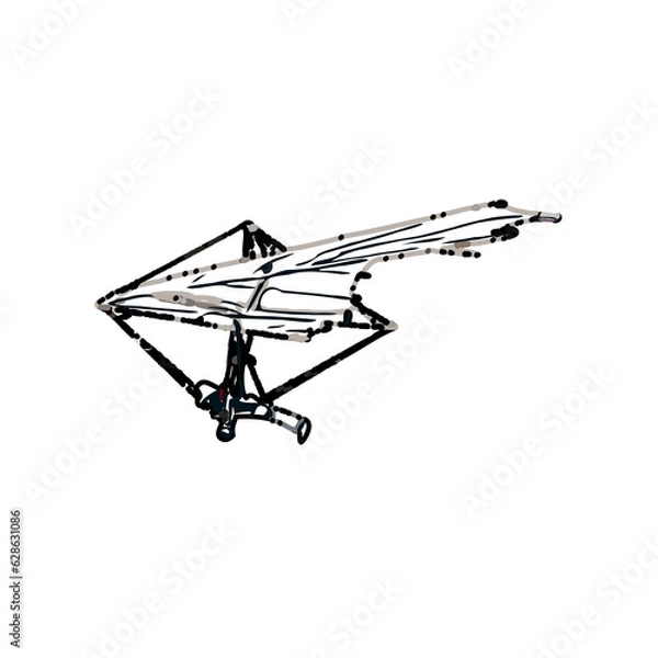 Fototapeta Color sketch of a person playing hang gliding with transparent background