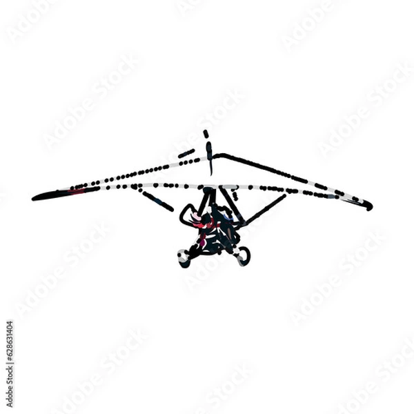 Fototapeta Color sketch of a person playing hang gliding with transparent background