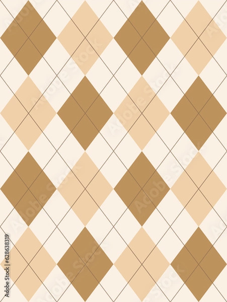 Fototapeta Seamless beige argyle pattern. Traditional diamond check print. Vintage seamless background.