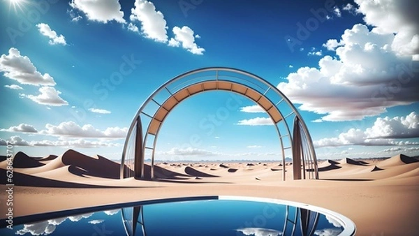 Fototapeta Photo of an arch reflecting in a serene pool of water