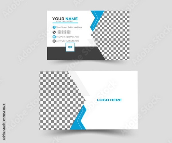 Fototapeta business card corporate official minimal creative abstract professional informative business card design. Modern Creative & Clean business style business card.