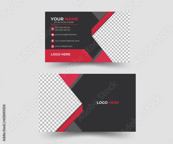 Fototapeta business card corporate official minimal creative abstract professional informative business card design. Modern Creative & Clean business style business card.
