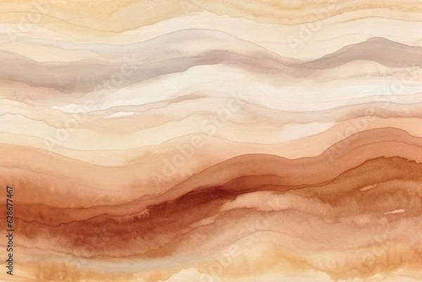 Fototapeta Generative AI : Beige, brown watercolor fluid painting vector background design. Dusty pastel, neutral and golden marble. Dye elegant soft splash style. Alcohol ink imitation.