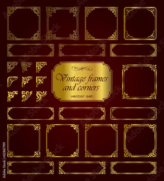 Obraz Golden vintage frames and corners - set 2