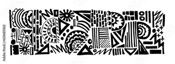 Fototapeta Hand drawn abstract seamless pattern, ethnic background, simple style. Great for textiles, banners, wallpapers, wrapping - vector design