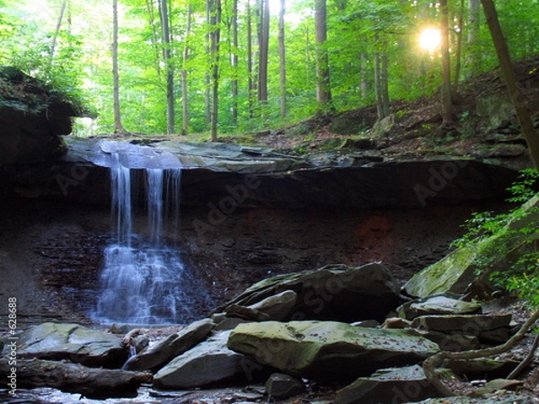Obraz waterfall and sunset
