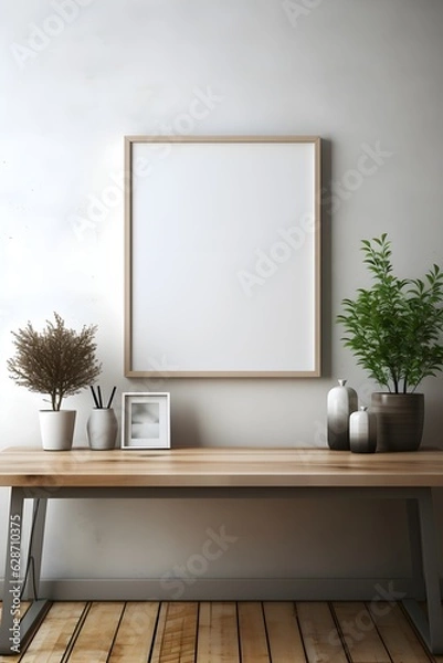 Fototapeta Blank Frame in Well-Furnished Setting, generative, ai