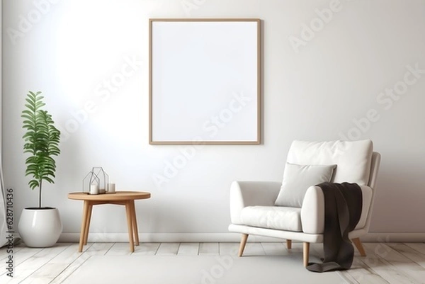 Fototapeta Frame Mockup in Modern Interior, generative, ai