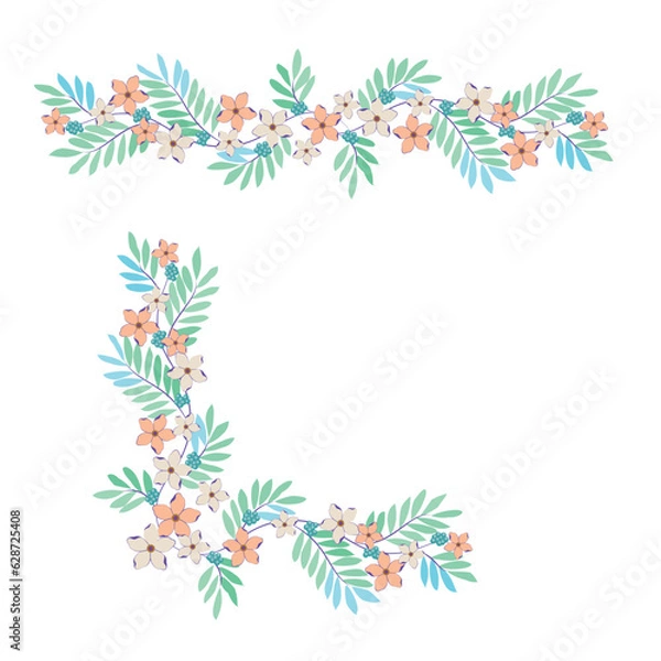 Obraz 南国風ブルー系花柄のライン・アクセント