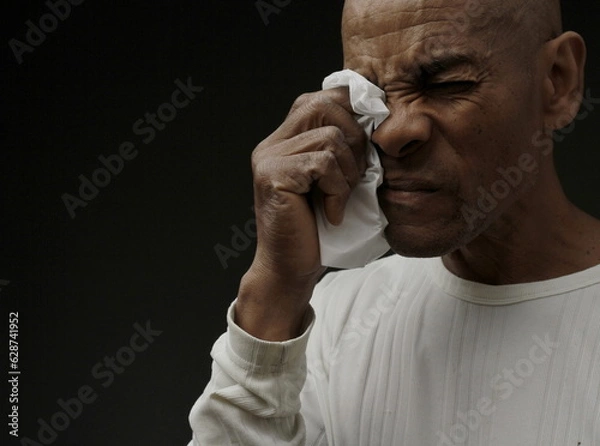Fototapeta man suffering from blindness with eyesight problem with people stock image stock photo
