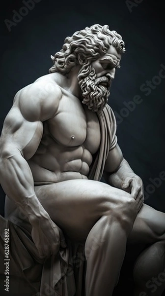Fototapeta An imposing Greek statue, testament to ancient Hellenic art and culture. Generative AI