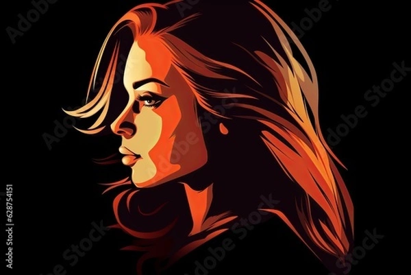 Fototapeta Bold Sleek Graphical Minimalist Female Profile Design