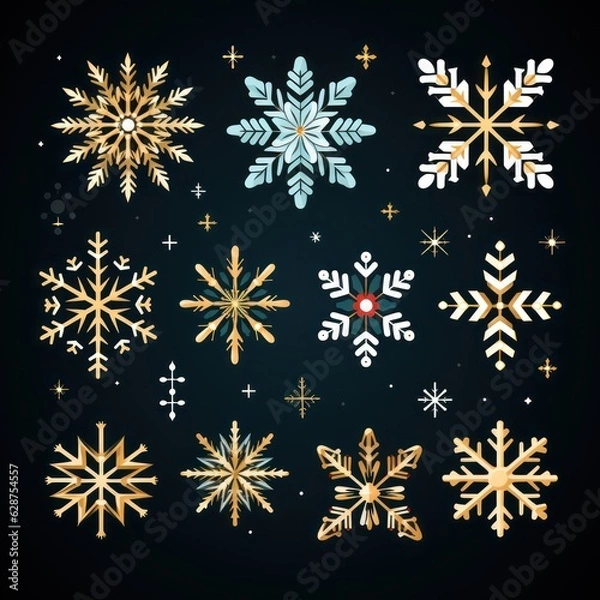 Fototapeta Winter's Whimsical Snowflake Doodles A Vector Image Celebrating Love