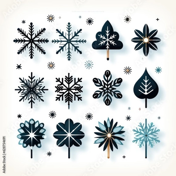 Obraz Winter's Whimsical Snowflake Doodles A Vector Image Celebrating Love