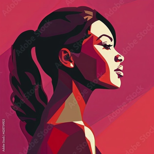 Obraz Bold Sleek Graphical Minimalist Female Profile Design