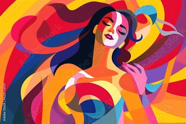 Fototapeta Bold Sleek Graphical Minimalist Female Profile Design