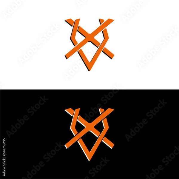 Fototapeta Creative, simple and elegant Initial letter VX or XV logo template in flat design monogram illustration
