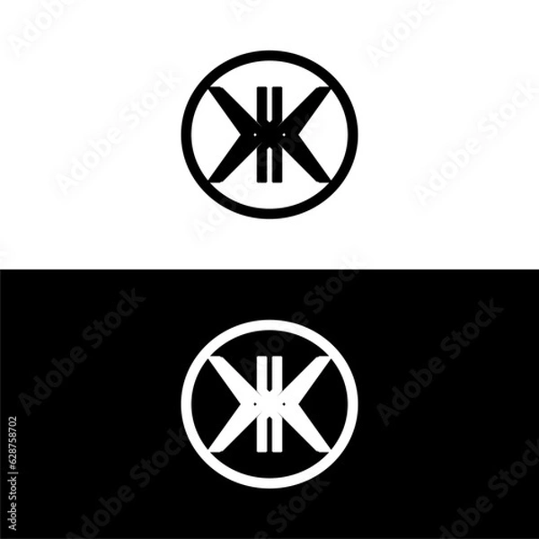 Fototapeta Creative, simple and elegant Initial letter HX or XH logo template in flat design monogram illustration