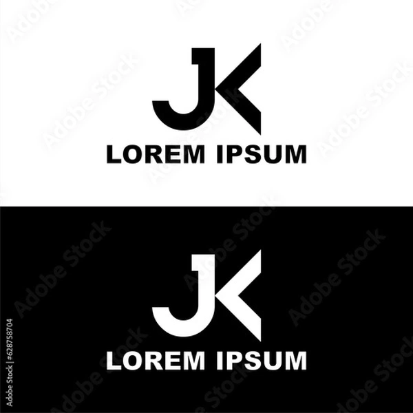 Fototapeta Creative, simple and elegant Initial letter JK logo template in flat design monogram illustration