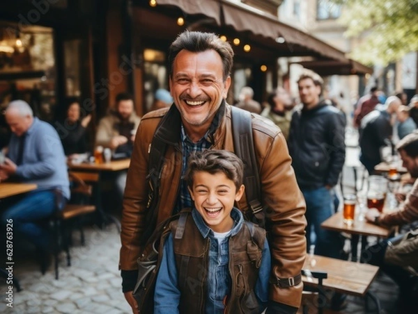 Obraz Boundless Love: Happy Father and Child Embracing the Joy of Life and Motivation to Thrive