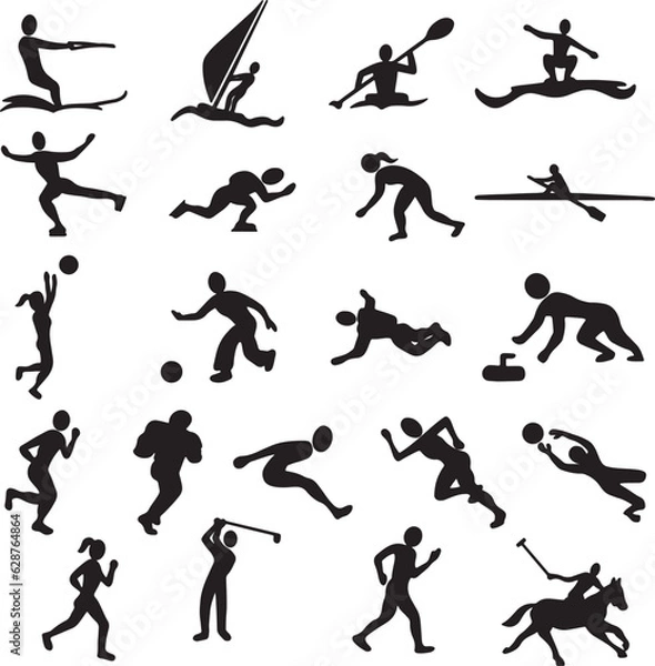 Fototapeta Black sport outline player people