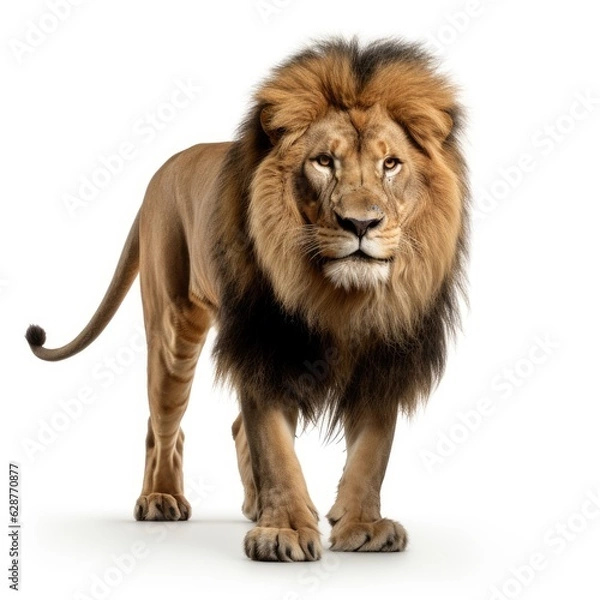 Obraz Lion in white background, AI generated Image