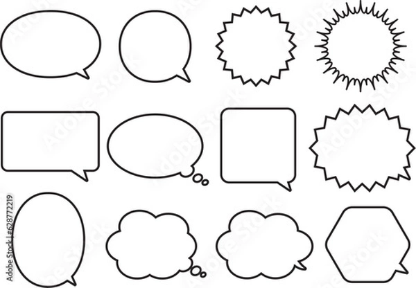 Fototapeta シンプルなふきだしイラストセット
