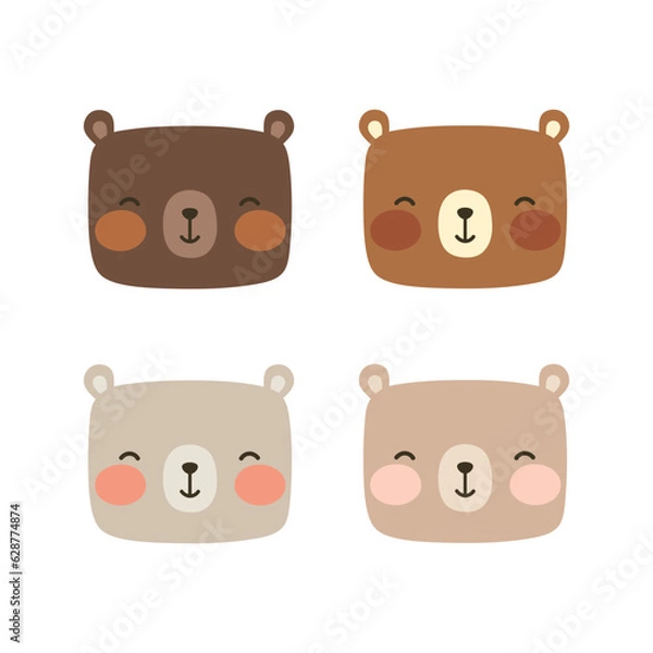 Obraz Cute teddy bear face illustration vector white background