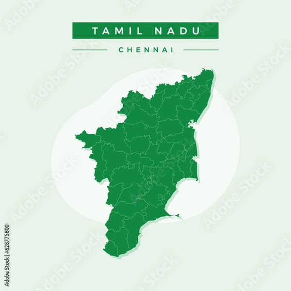 Fototapeta National map of Tamil Nadu, Tamil Nadu map vector, illustration vector of Tamil Nadu Map.