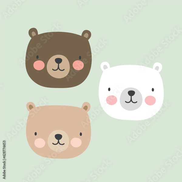 Obraz Cute teddy bear face illustration vector white background
