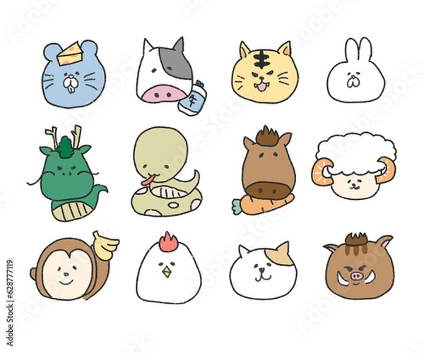 Obraz 干支の動物イラストセット