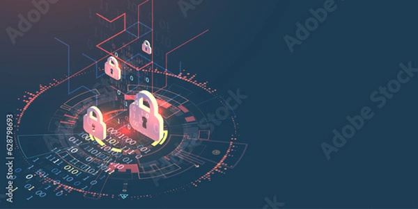 Obraz Isometric digital abstract technology background.