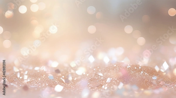 Fototapeta Glitter background in pastel delicate beige and pearl tone. Generative ai