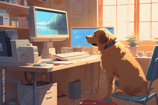 Fototapeta Another day in the life of a dog. Generative AI